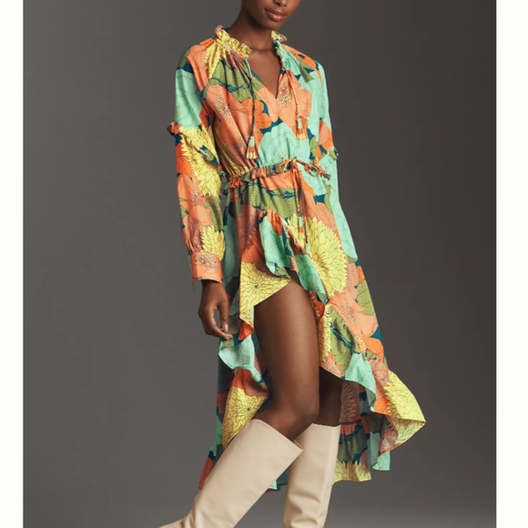 NWT Farm Rio Long-Sleeve Floral Midi Dress SIZE MP 💃 - Picture 1 of 6